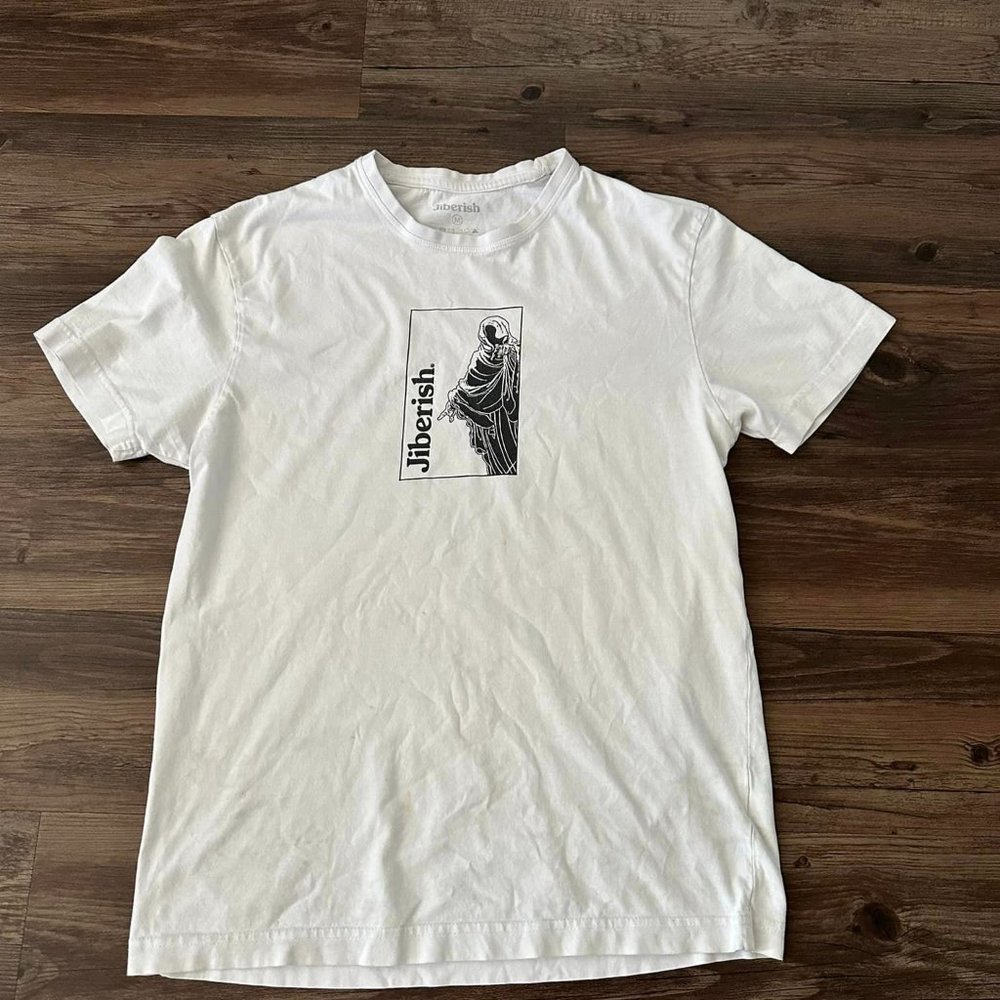 Jiberish Grim Reaper graphic logo White Men's Logo T-shirt - Medium